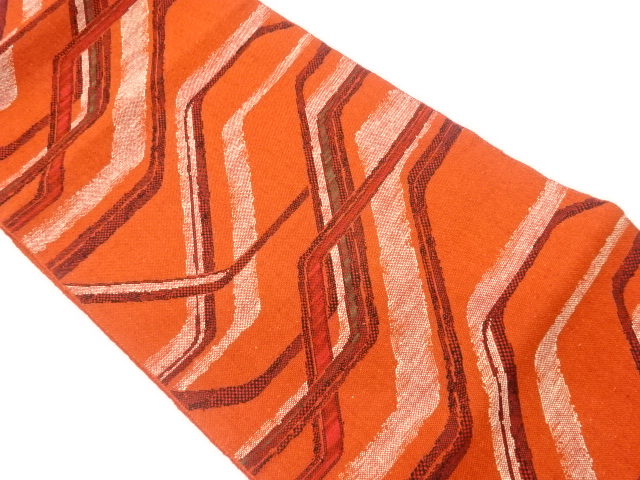 JAPANESE KIMONO / VINTAGE NAGOYA OBI / TSUMUGI / WOVEN GEOMETRIC